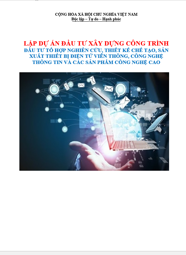 Lập dự án đầu tư sản xuất sản phẩm công nghệ thông tin công nghệ cao Lập dự án đầu tư sản xuất sản phẩm công nghệ thông tin công nghệ cao