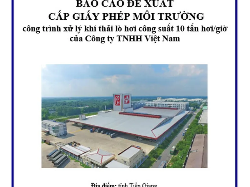 Mẫu giấy phép môi trường công trình xử lí khí thải lò hơi công suất 10 tấn hơi/giờ