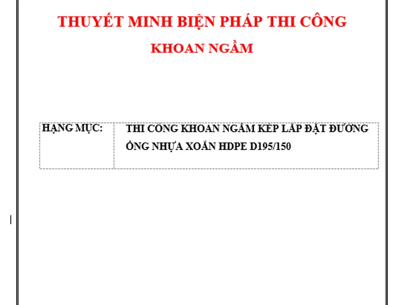 Biện pháp thi công khoan ngang kéo ống HDPE xoắn D195/150
