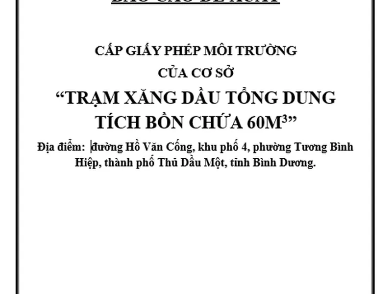 Báo cáo đề xuất cấp giấy phép môi trường cơ sở Trạm xăng dầu