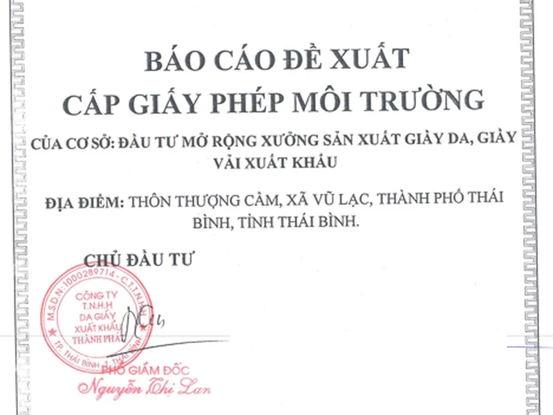 Báo cáo đề xuất cấp giấy phép môi trường của xưởng sản xuất giầy da, giầy vải xuất khẩu