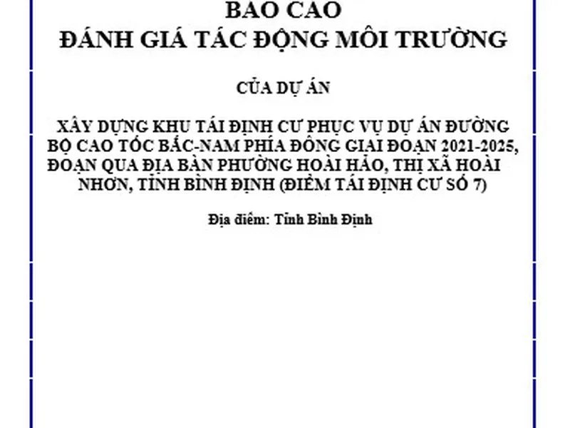 Báo cáo đánh giá tác động môi trường dự án xây dựng khu tái định cư phục vụ GPMB