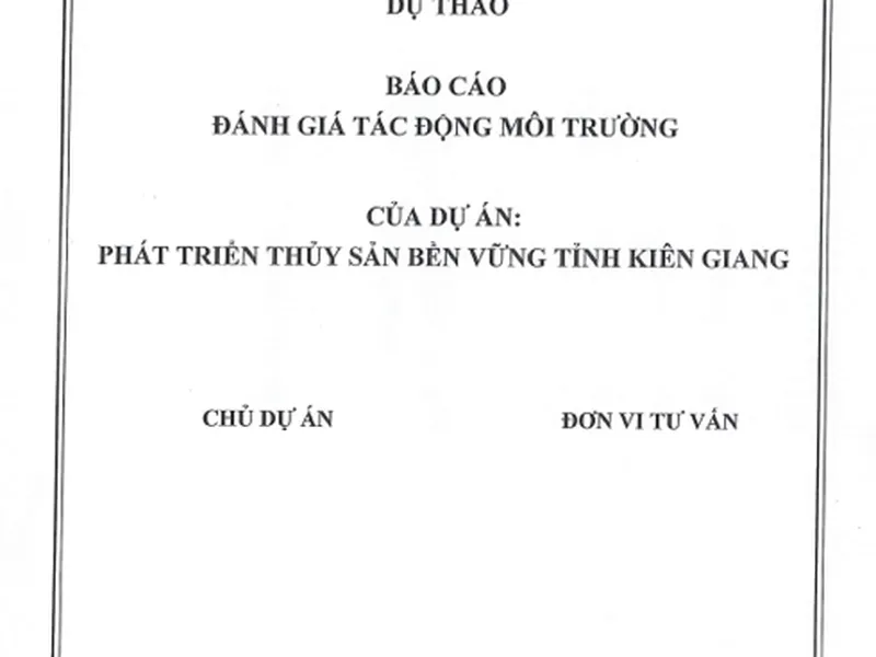 Báo cáo đánh giá tác động môi trường dự án phát triển thủy sản bền vững