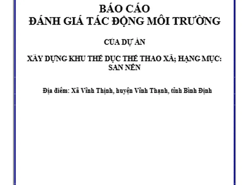 Đánh giá tác động môi trường dự án xây dựng khu thể dục thể thao