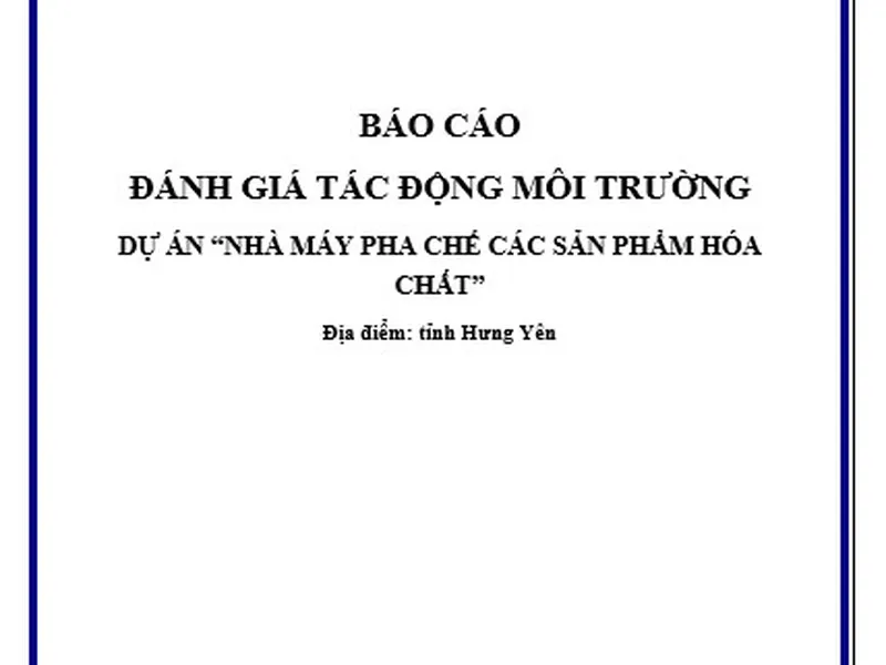 ĐTM mẫu dự án nhà máy pha chế hóa chất