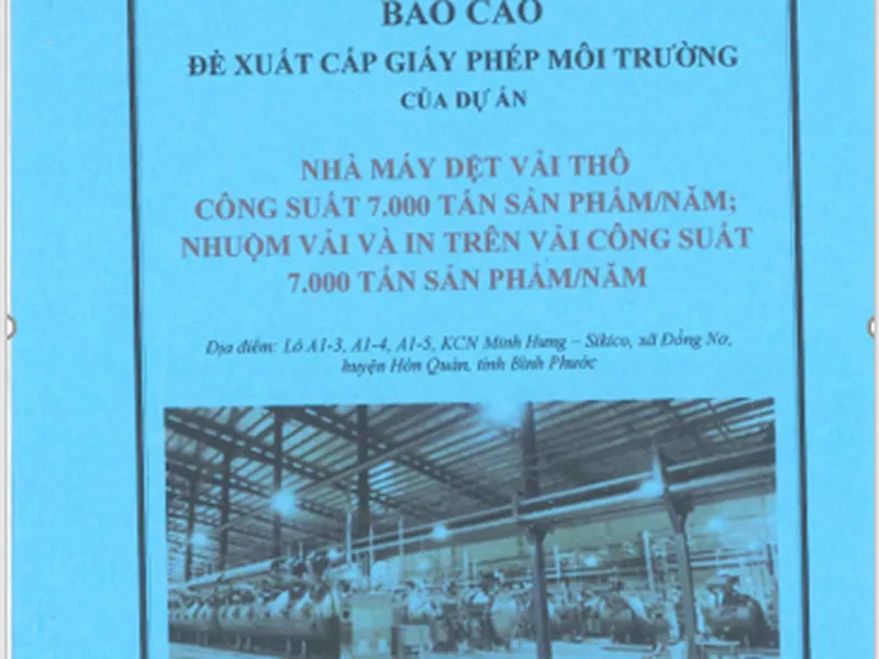 Báo cáo giấy phép môi trường dự án nhà máy dệt vải thô