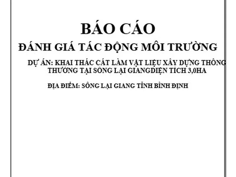 Lập báo cáo đánh giá tác động môi trường dự án khai thác cát làm vật liệu xây dựng trên sông