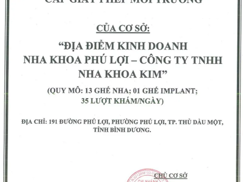 Báo cáo đề xuất cấp phép môi trường của Công ty TNHH Nha khoa