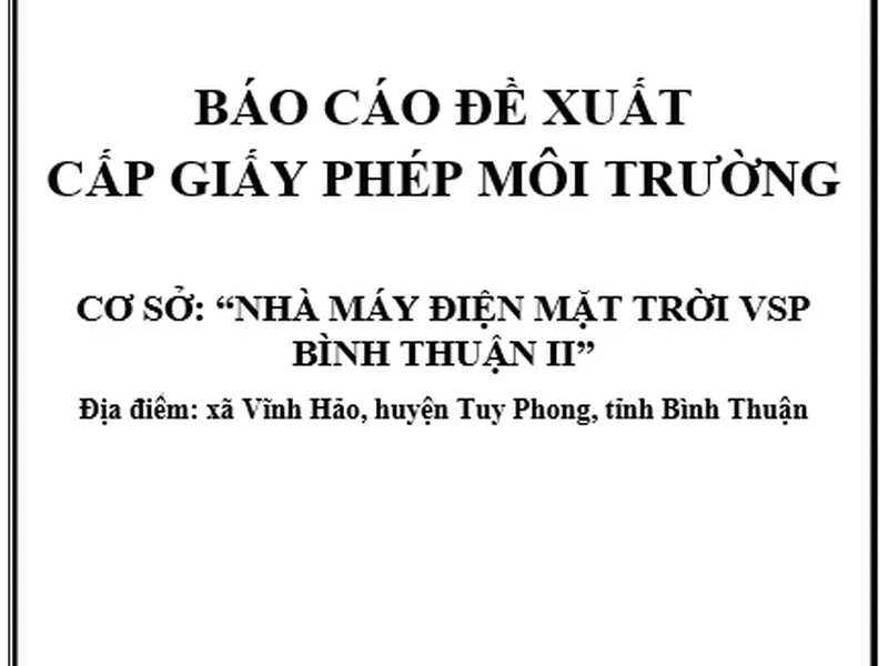 Báo cáo đề xuất cấp giấy phép môi trường Nhà máy Điện mặt trời Bình Thuận