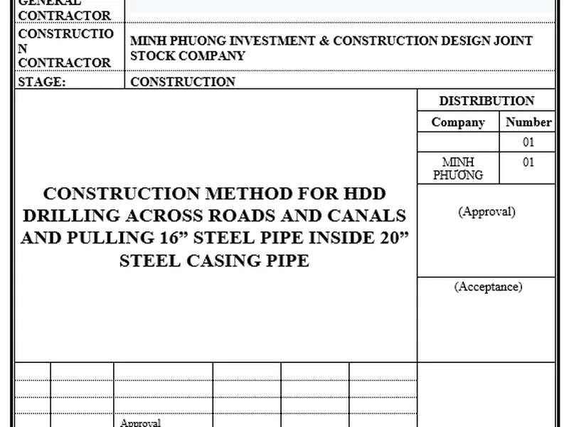 Construction method for HDD drilling across roads and canals