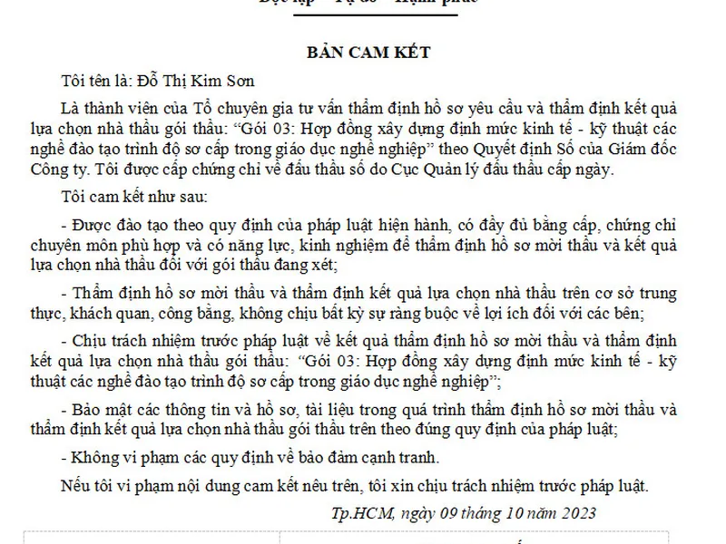 Tờ trình xin chủ trương đầu tư dự án khu phim trường chụp ảnh