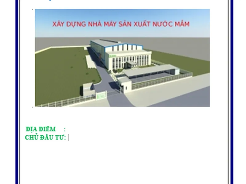 Mẫu hồ sơ xin cấp giấy phép môi trường cho nhà máy sản xuất nước mắm