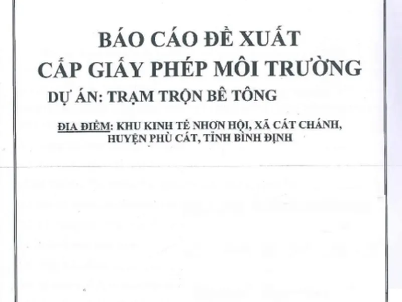Báo cáo đề xuất cấp giấy phép môi trường Trạm trộn bê tông
