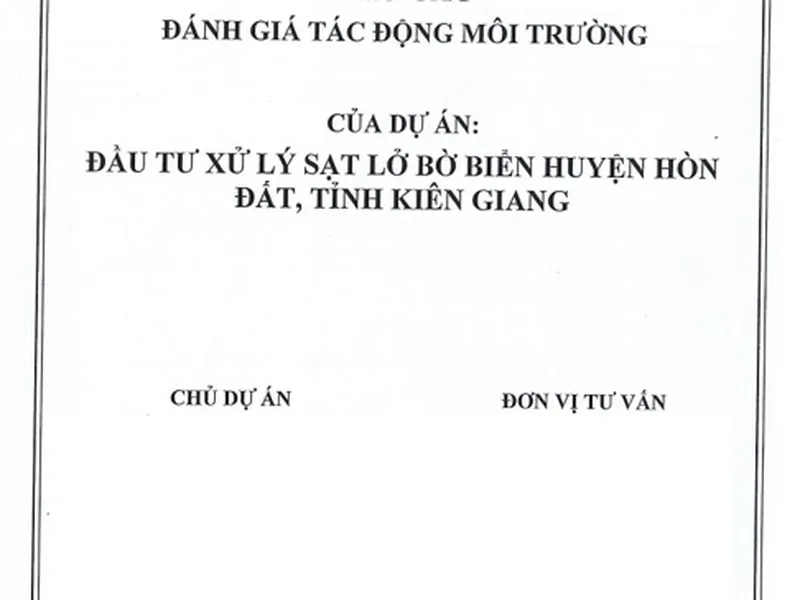 Báo cáo đánh giá tác động môi trường của Dự án Đầu tư xử lý sạt lở bờ biển