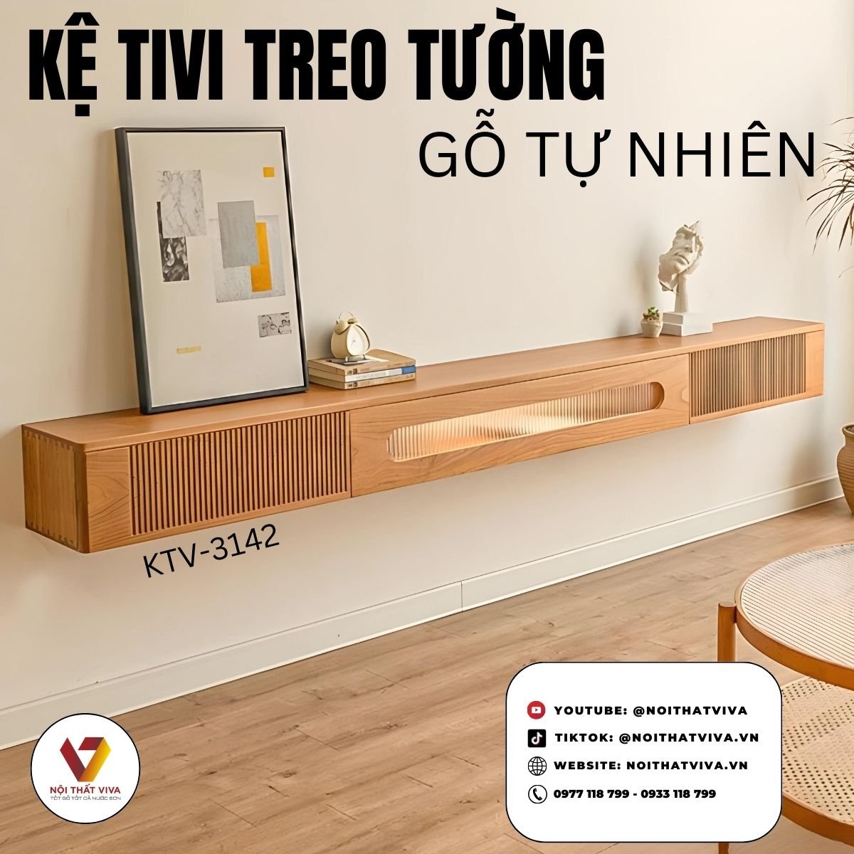 Kệ Gỗ Tivi Treo Tường Đơn Giản Thiết Kế Tinh Tế Nhỏ Gọn Hiện Đại