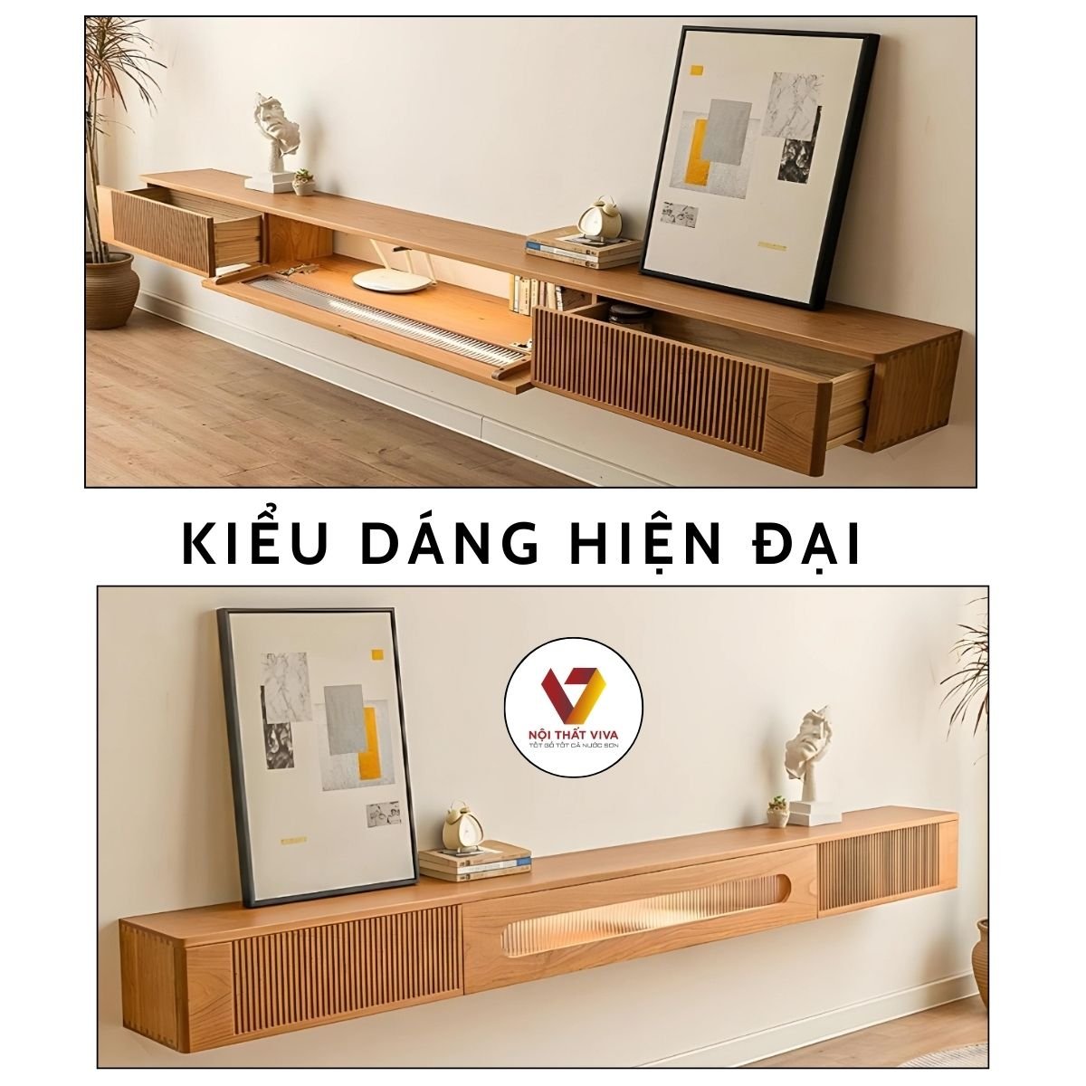 Kệ Gỗ Tivi Treo Tường Đơn Giản Thiết Kế Tinh Tế Nhỏ Gọn Hiện Đại