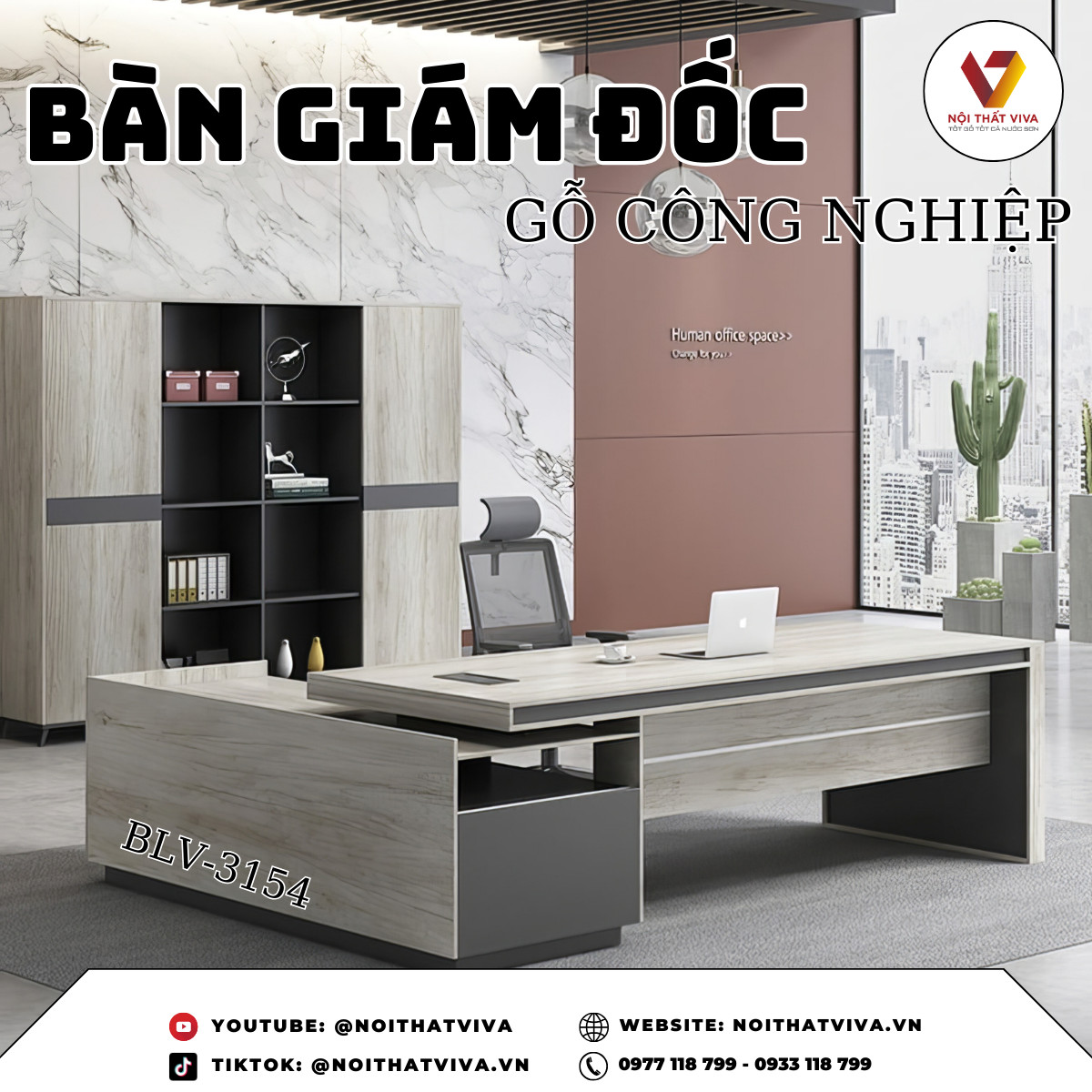 Bàn Giám Đốc Gỗ Công Nghiệp Chữ L Màu Xám Sang Trọng Đẳng Cấp