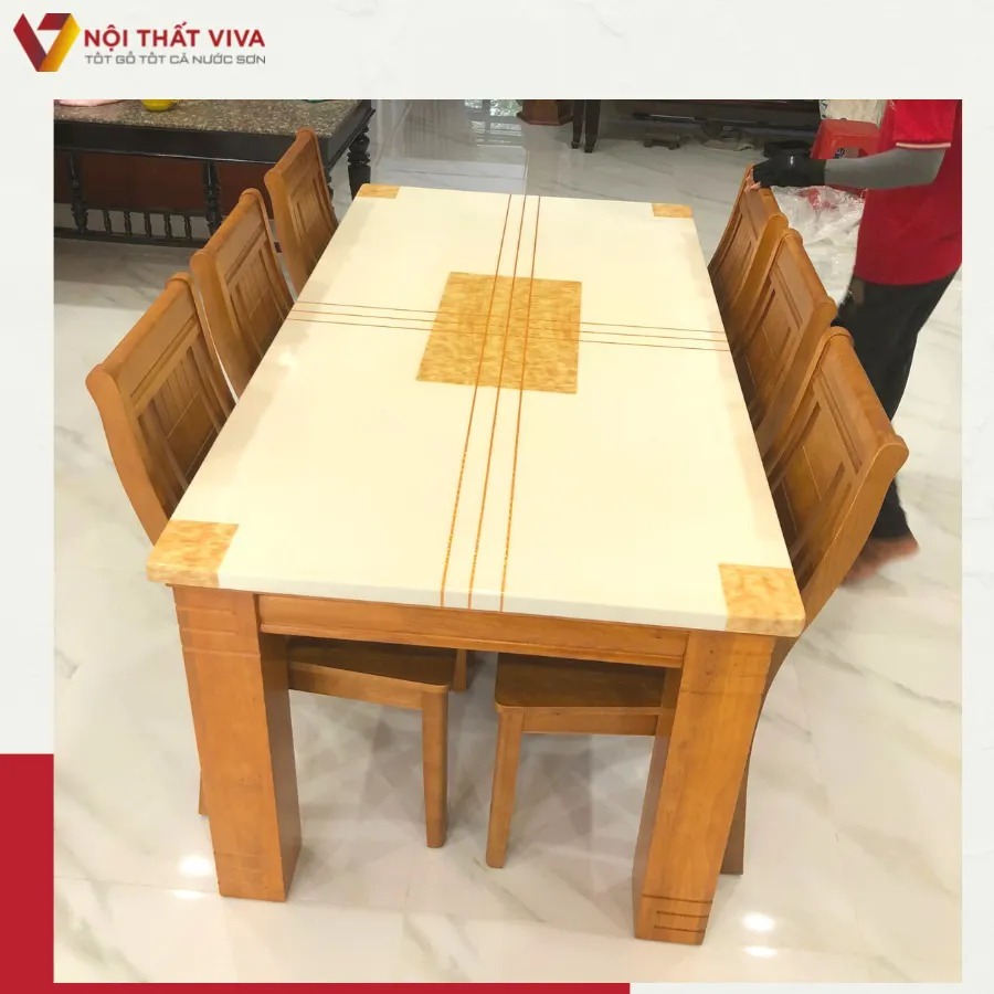 10+ bộ bàn ăn mặt đá 6 ghế đẹp, hiện đại, giá tốt tại Nội thất Viva