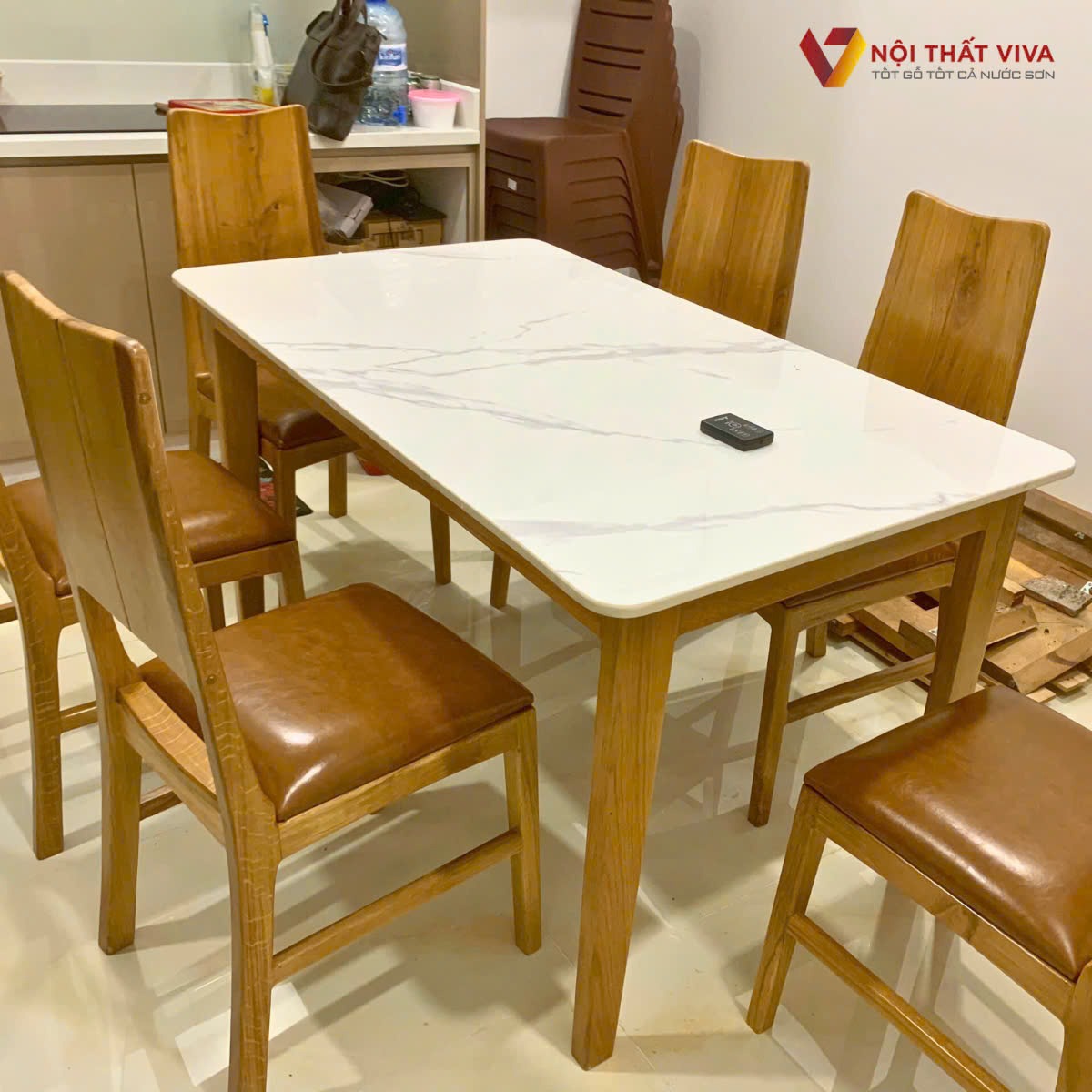 10+ bộ bàn ăn mặt đá 6 ghế đẹp, hiện đại, giá tốt tại Nội thất Viva