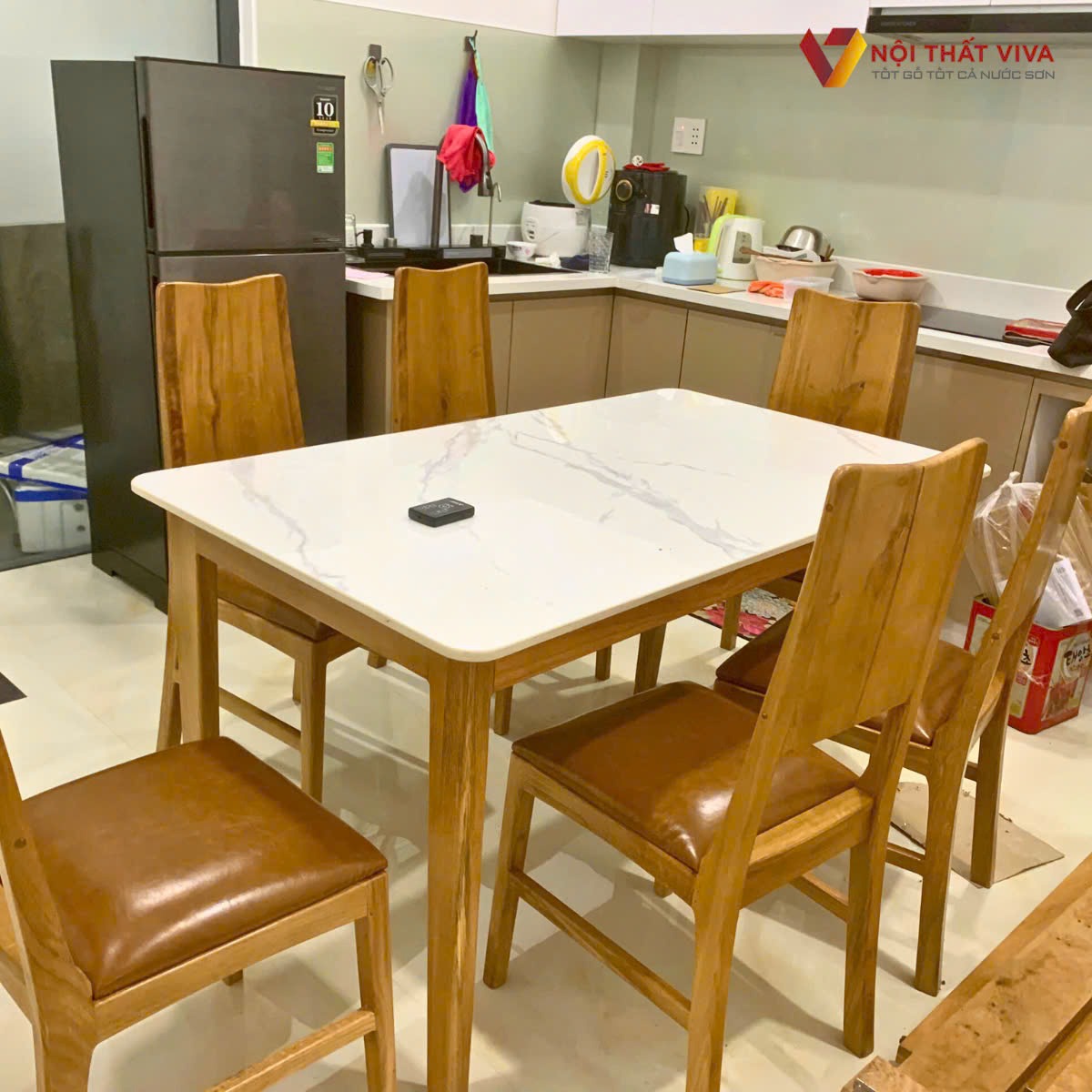 10+ bộ bàn ăn mặt đá 6 ghế đẹp, hiện đại, giá tốt tại Nội thất Viva