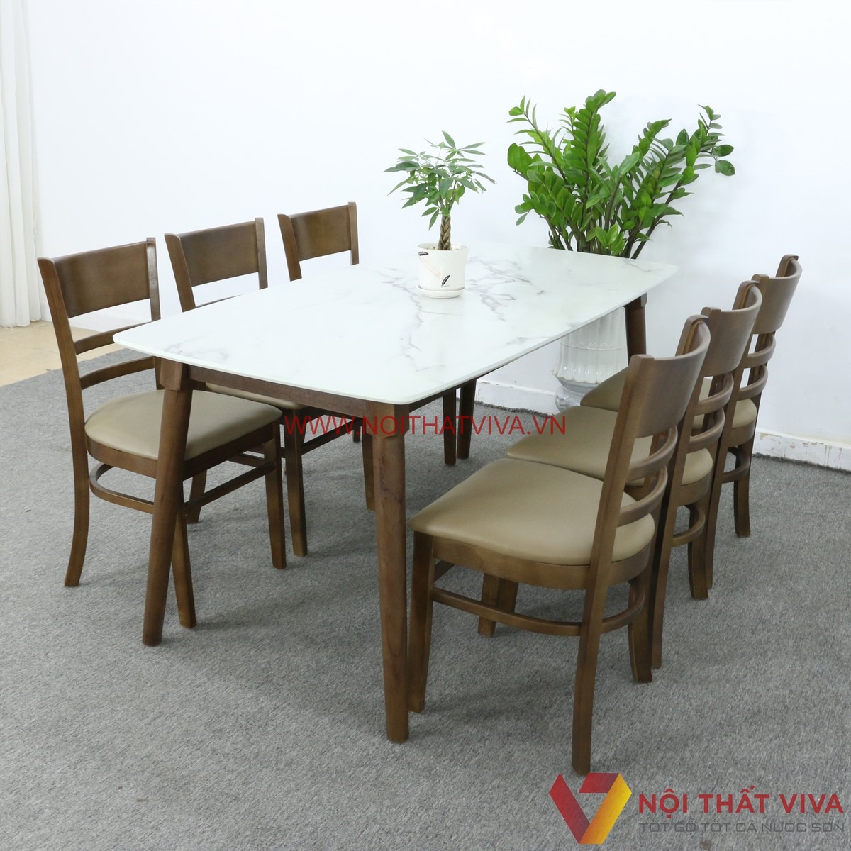10+ bộ bàn ăn mặt đá 6 ghế đẹp, hiện đại, giá tốt tại Nội thất Viva