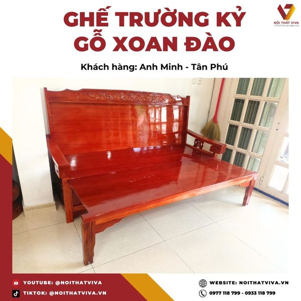 Ghế Trường Kỷ Bằng Gỗ Xoan Đào Hòa Mình Trong Phong Cách Tinh Tế