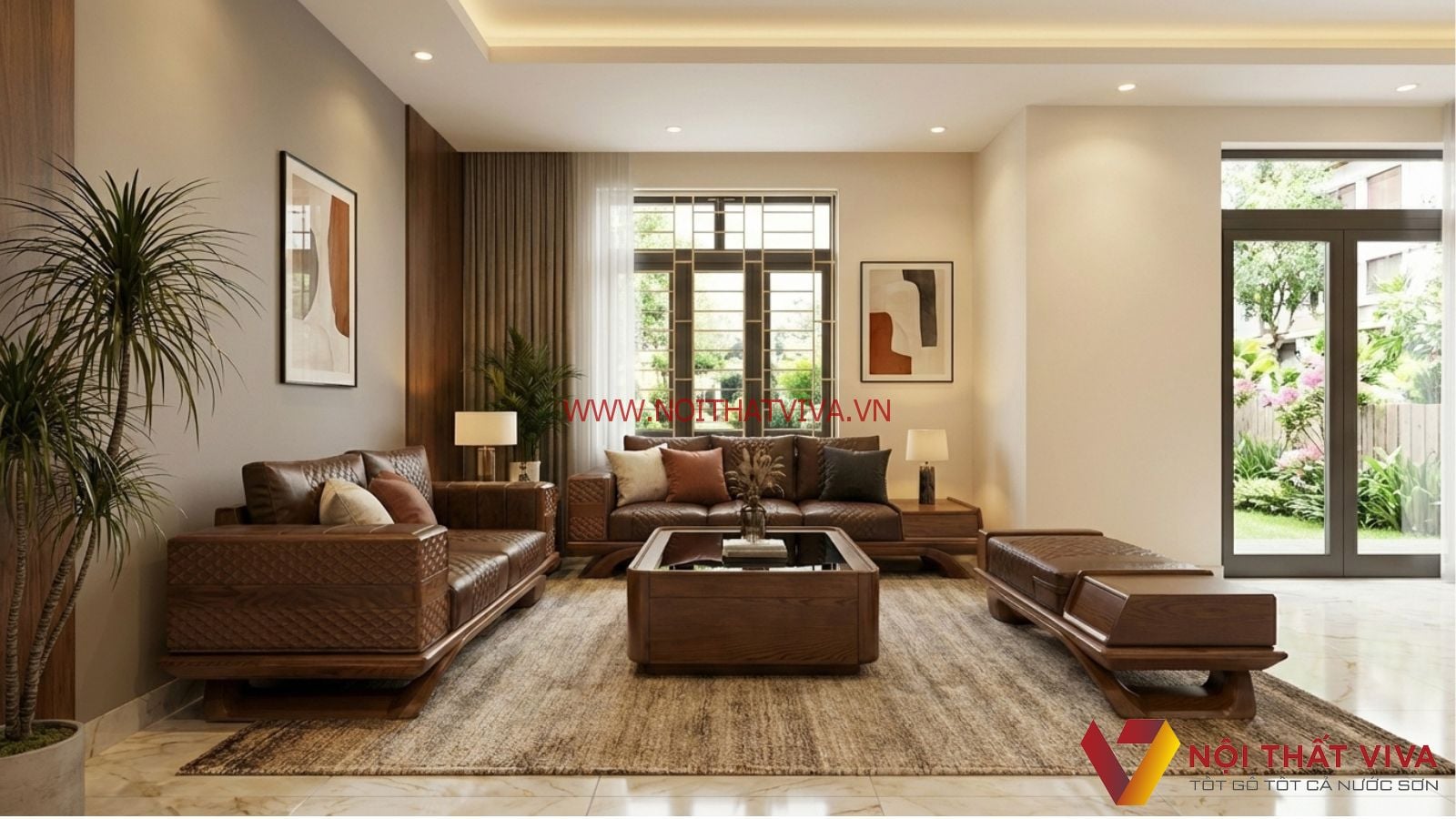 Sofa Gỗ &Oacute;c Ch&oacute; 4 M&oacute;n Cao Cấp Chế T&aacute;c Tỉ Mỉ Gi&aacute; Ưu Đ&atilde;i 