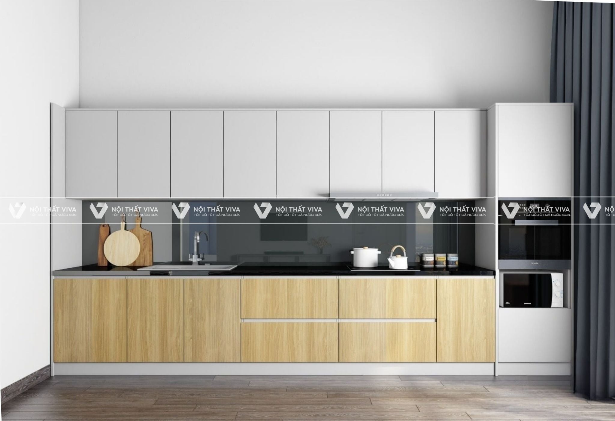 Kinh nghiệm chọn tủ bếp Acrylic v&acirc;n gỗ đẹp, bền, chuẩn xu hướng