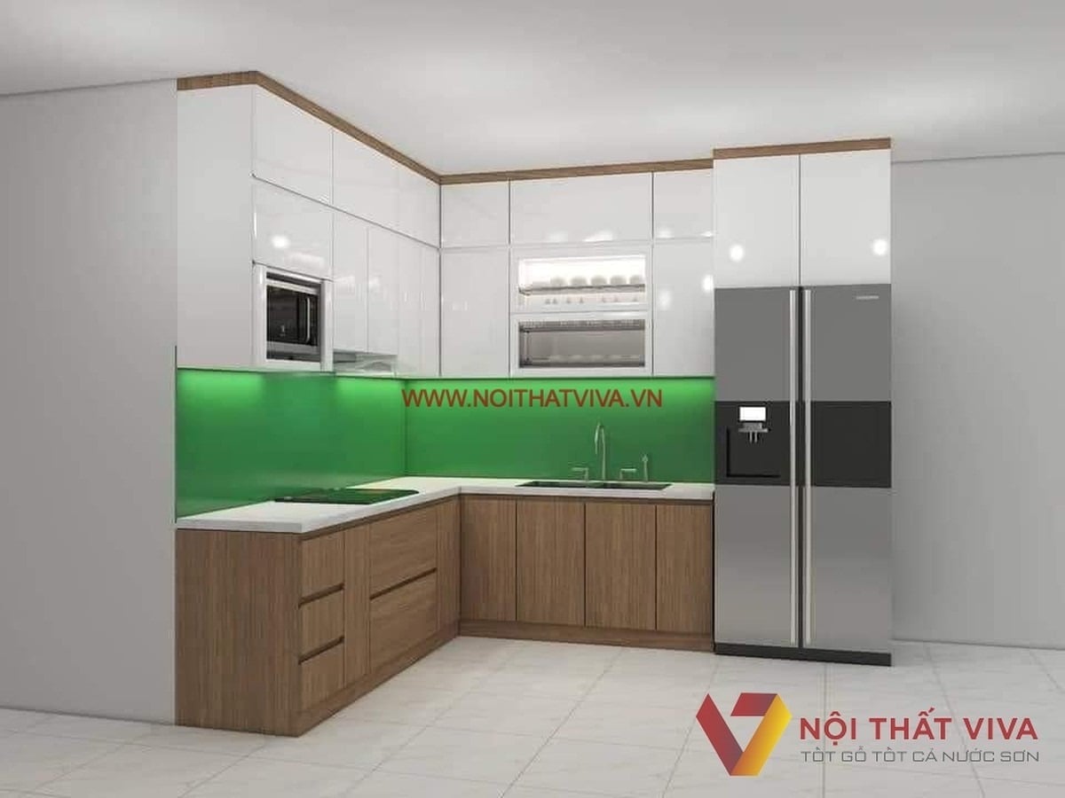 Kinh nghiệm chọn tủ bếp Acrylic v&acirc;n gỗ đẹp, bền, chuẩn xu hướng