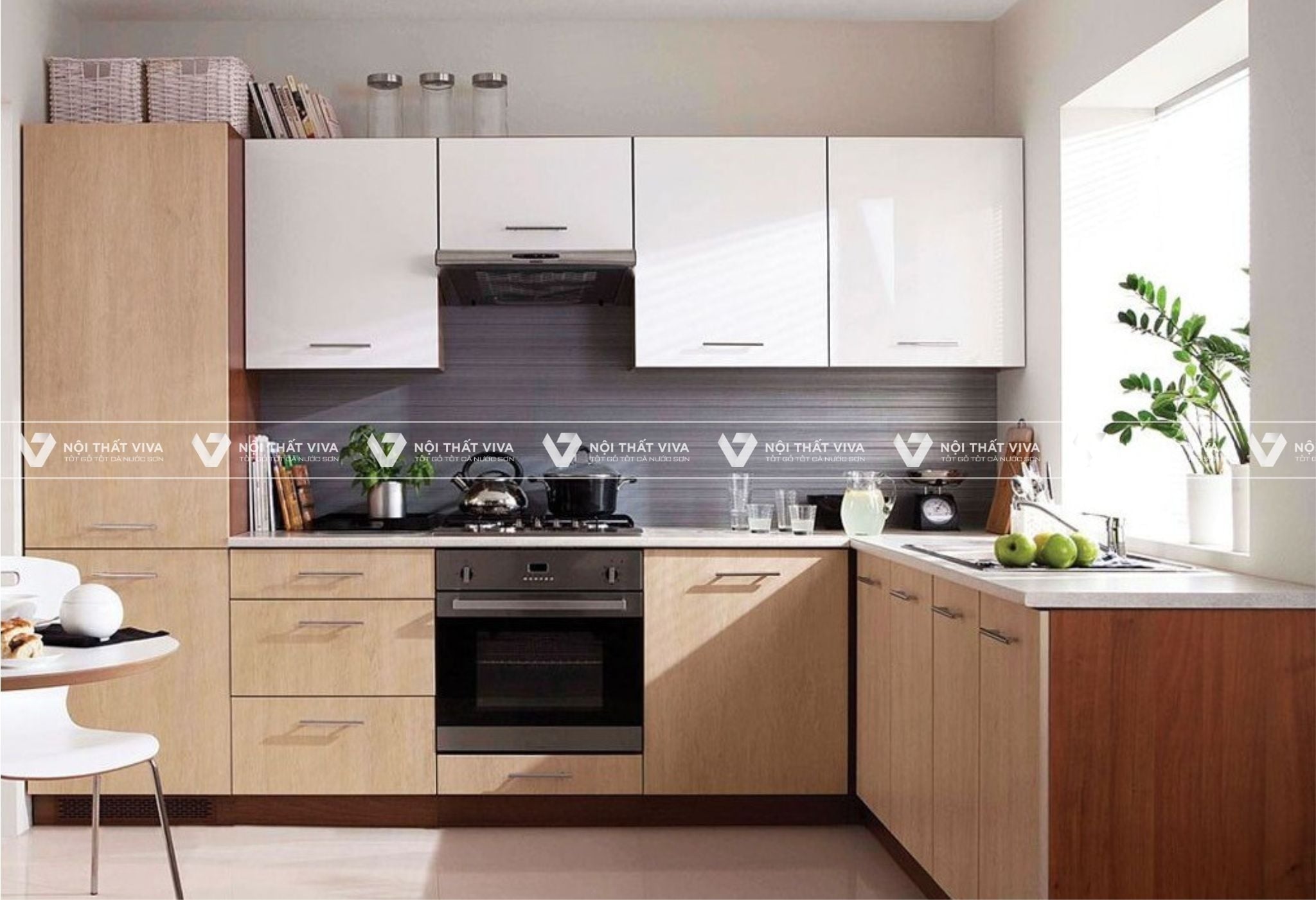Kinh nghiệm chọn tủ bếp Acrylic v&acirc;n gỗ đẹp, bền, chuẩn xu hướng