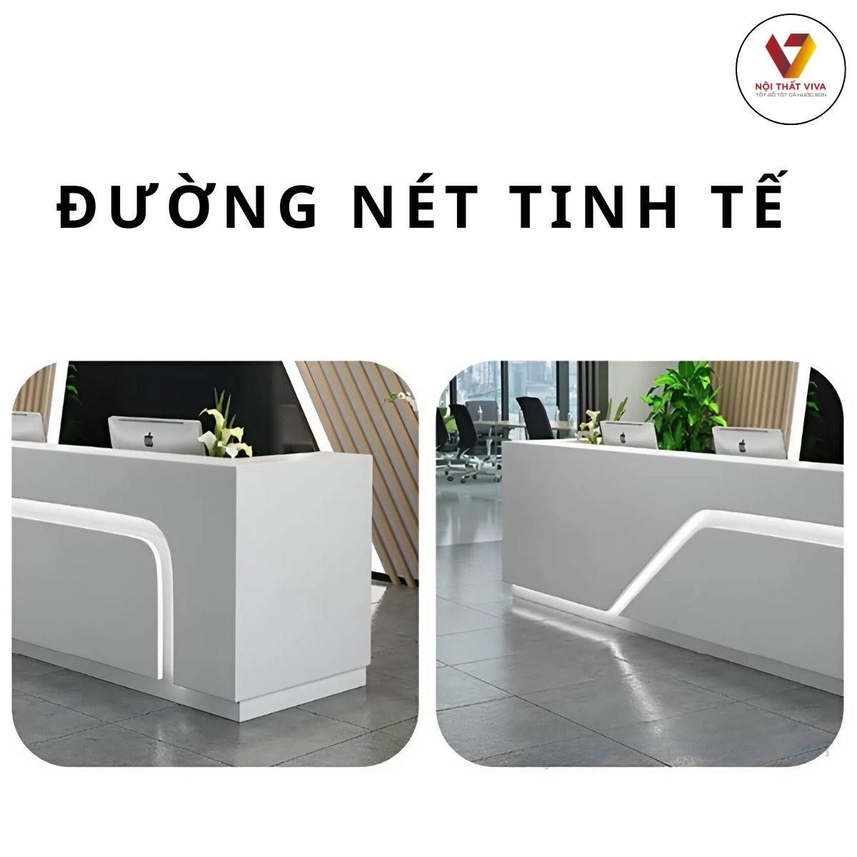 Quầy Tiếp Tân Đẹp Gỗ MDF Phủ Acrylic Bóng Gương Hiện Đại Sang Trọng