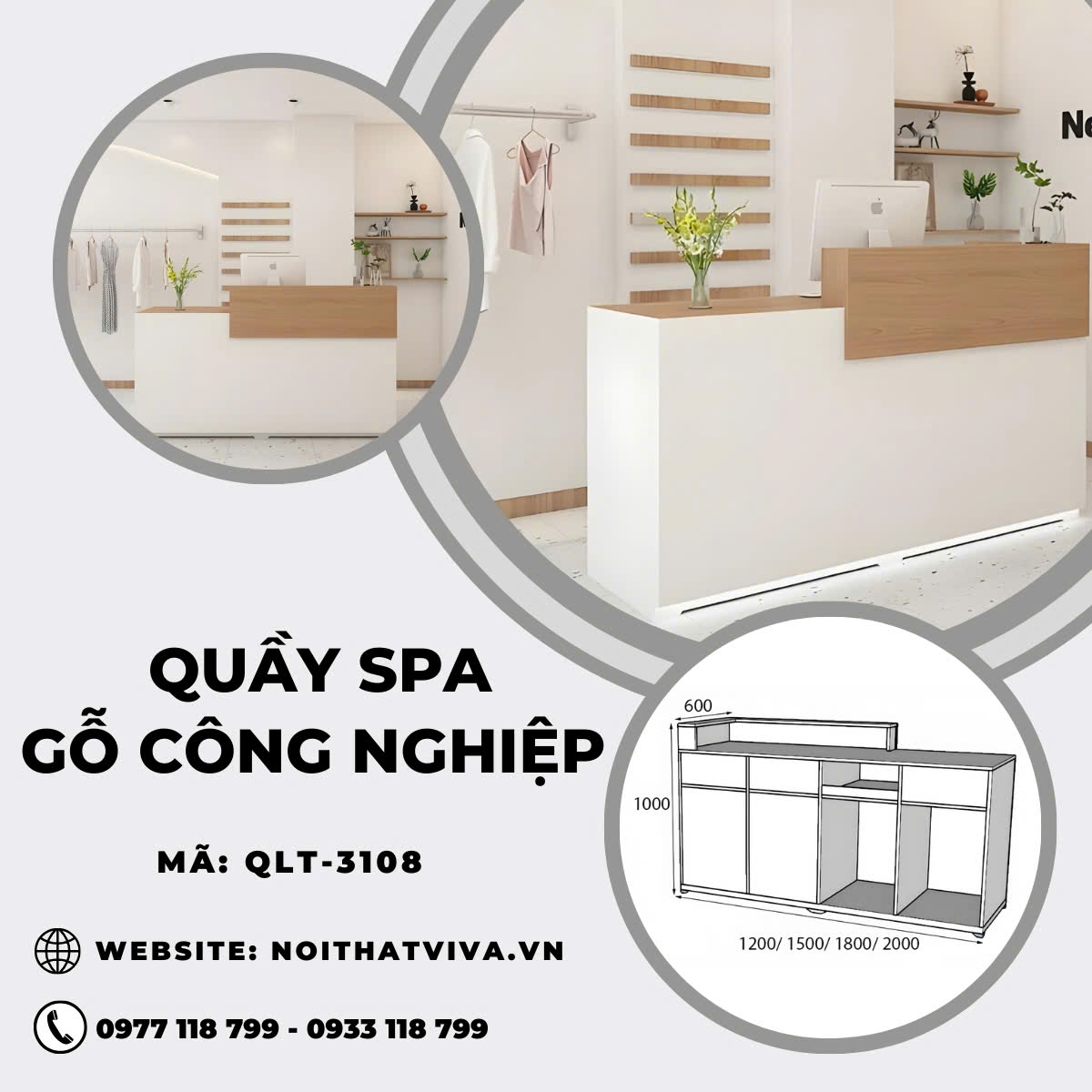 Quầy Spa Đẹp Gỗ Công Nghiệp Thiết Kế Tối Giản Hiện Đại