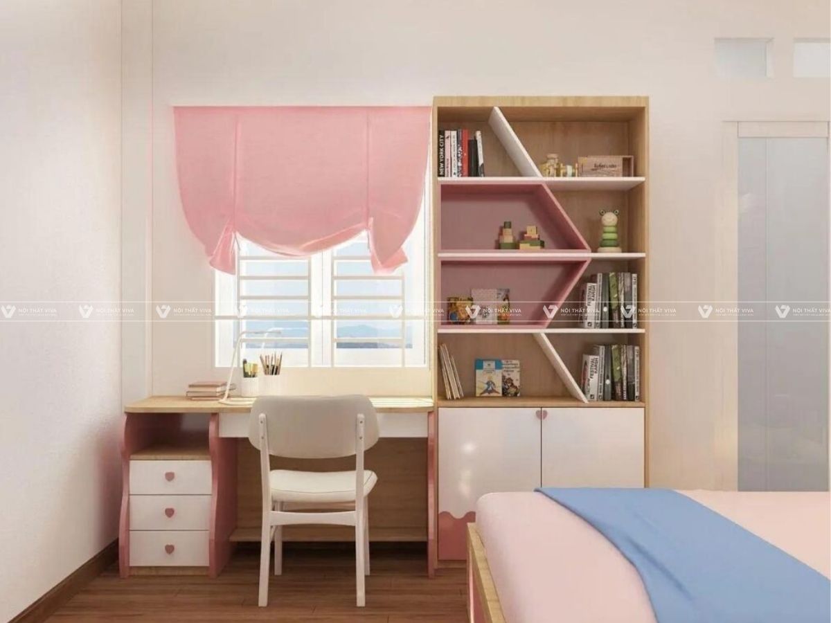 15+ Mẫu bàn học màu hồng siêu đáng yêu cho bé gái đang thịnh hành