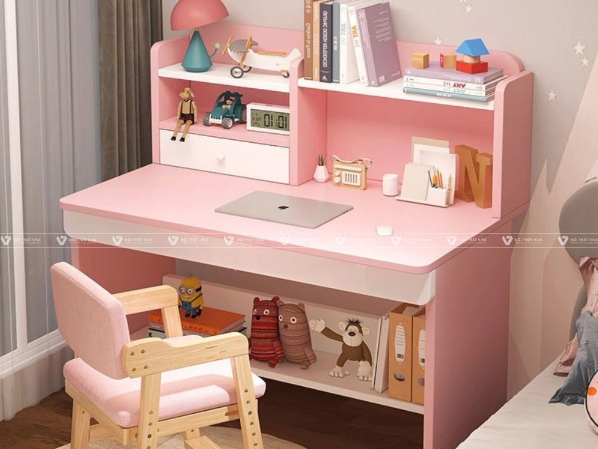 15+ Mẫu bàn học màu hồng siêu đáng yêu cho bé gái đang thịnh hành