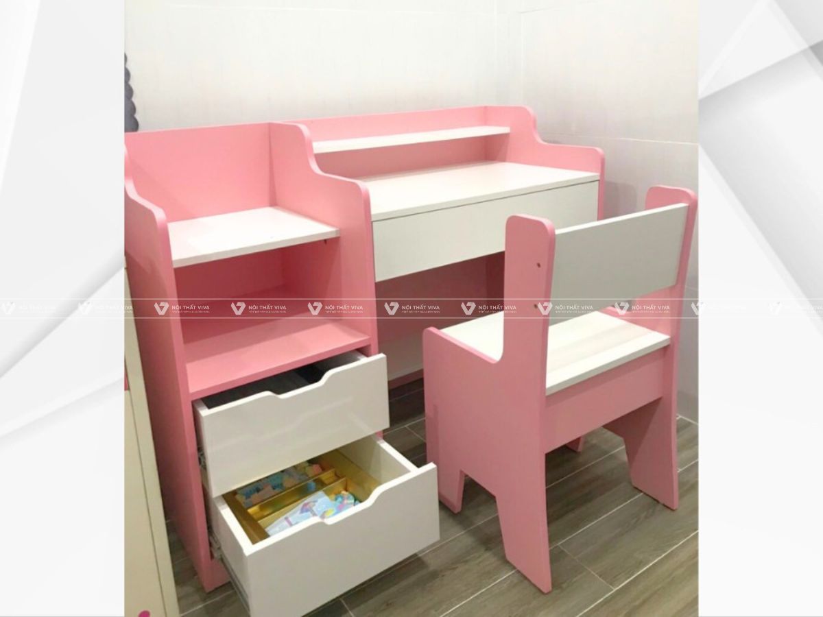 15+ Mẫu bàn học màu hồng siêu đáng yêu cho bé gái đang thịnh hành