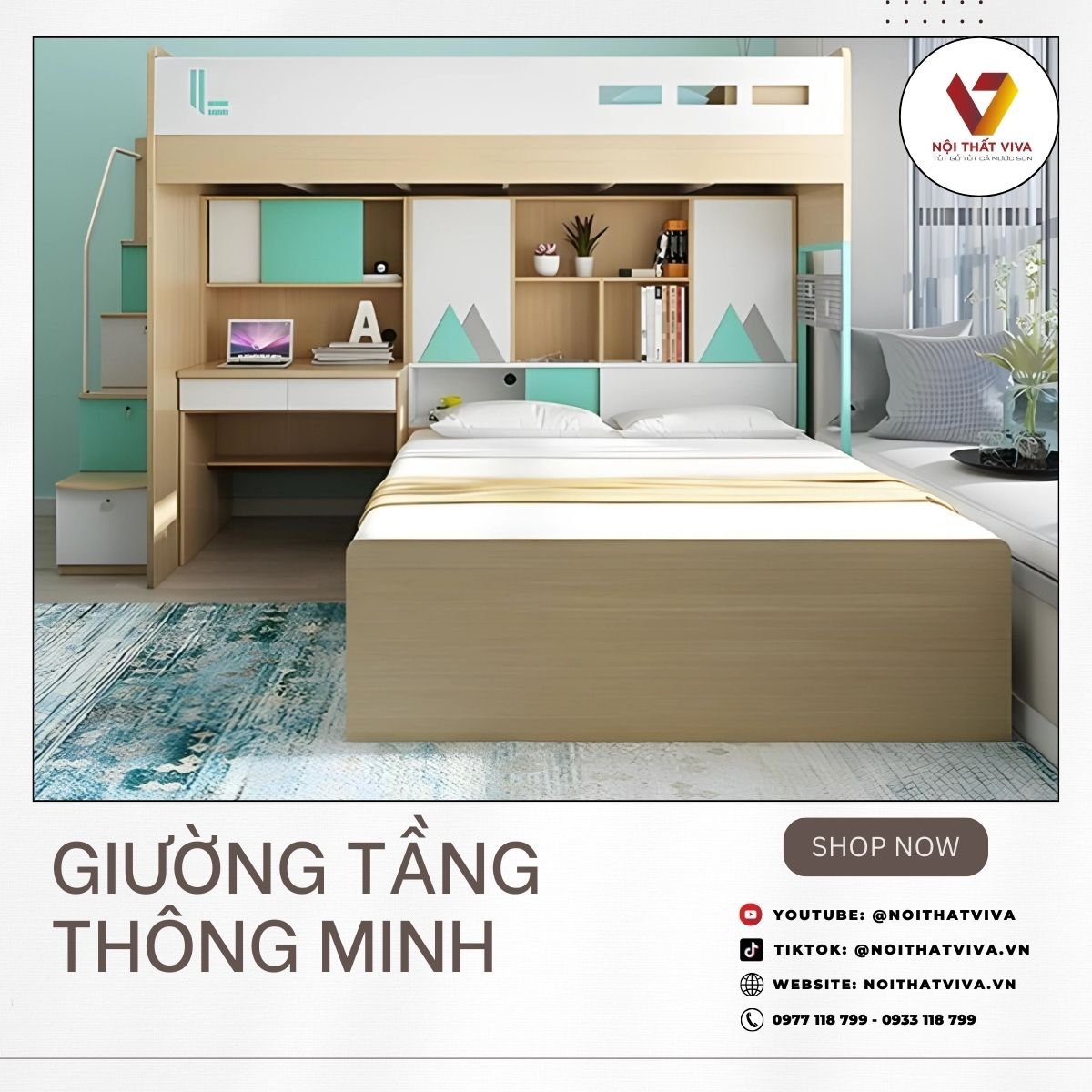 Giường Hai Tầng Kết Hợp Bàn Học Thiết Kế Tối Ưu Hiện Đại