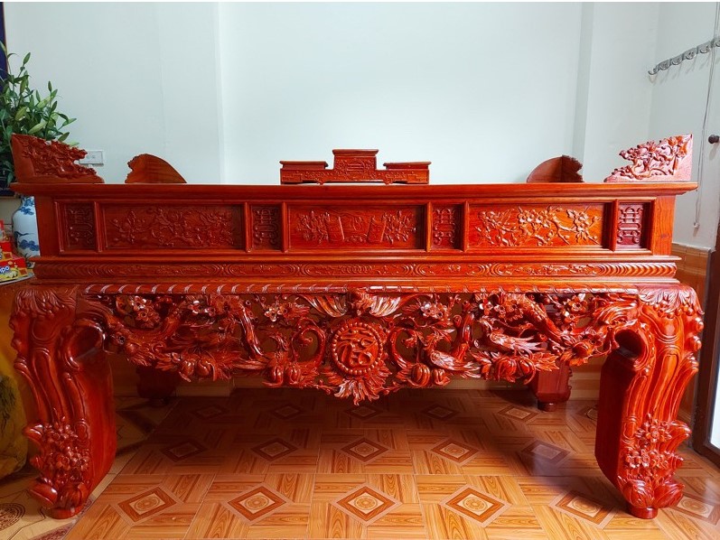 10+ mẫu sập thờ tứ linh tinh xảo, gỗ bền đẹp theo thời gian