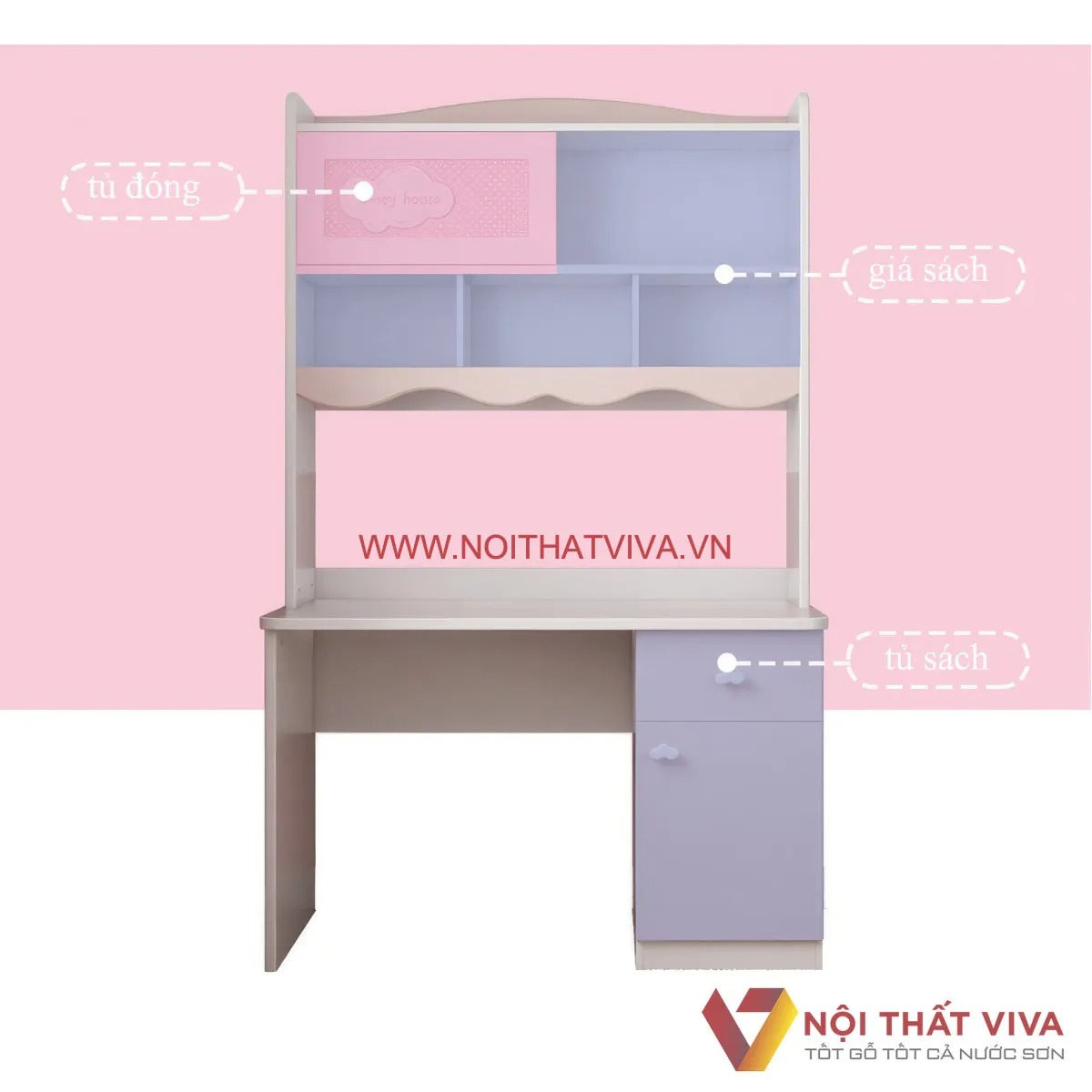 15+ Mẫu bàn học màu hồng siêu đáng yêu cho bé gái đang thịnh hành