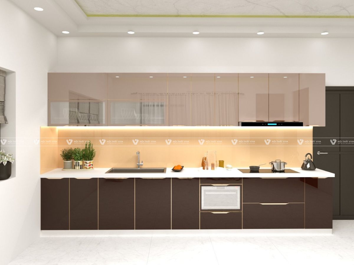 Tủ bếp cánh kính cường lực: xu hướng hiện đại, bền đẹp, báo giá mới nhất