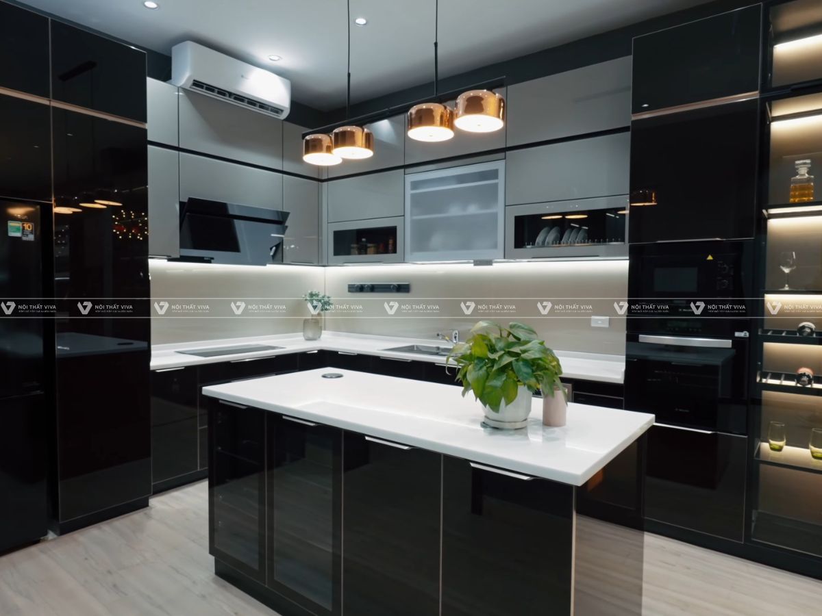 Tủ bếp cánh kính cường lực: xu hướng hiện đại, bền đẹp, báo giá mới nhất