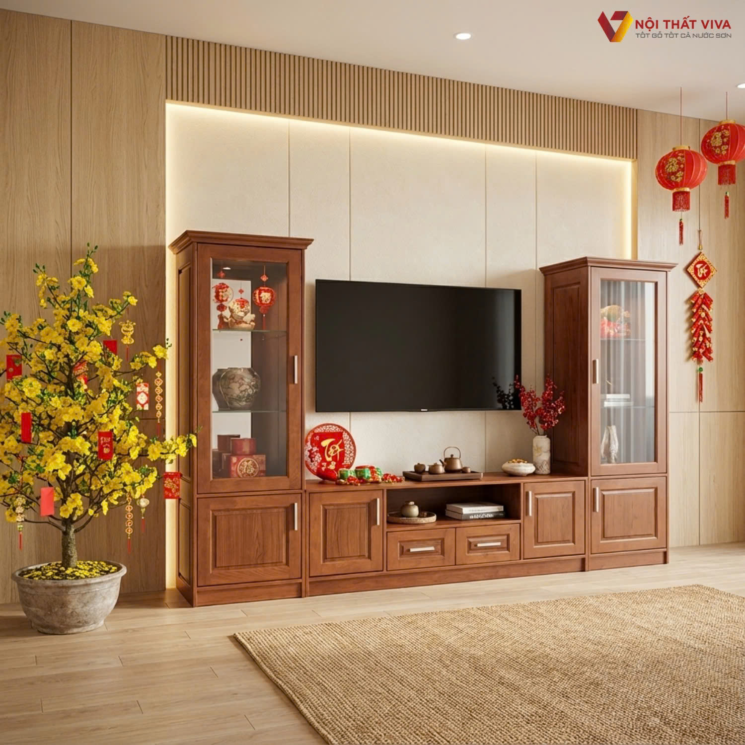 Những vị tr&iacute; kh&ocirc;ng n&ecirc;n đặt tủ kệ ph&ograve;ng kh&aacute;ch ng&agrave;y Tết gia chủ n&ecirc;n biết