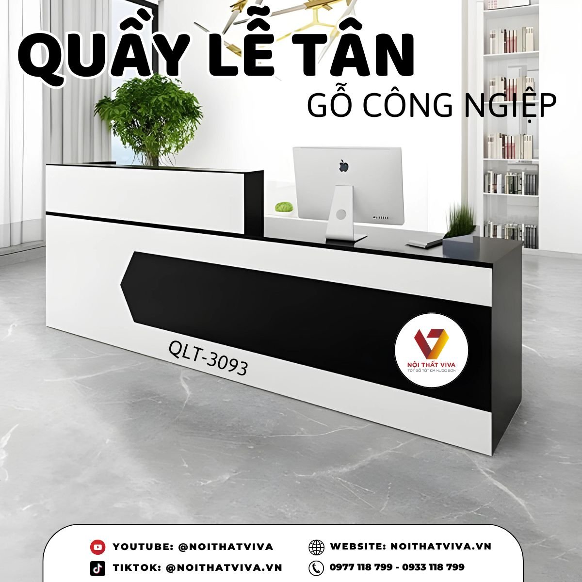 Mẫu Bàn Quầy Lễ Tân Gỗ Công Nghiệp Thiết Kế Tối Giản Hiện Đại