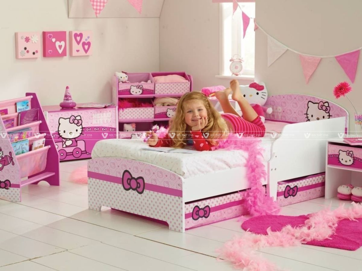 25+ mẫu giường hello kitty cho bé xinh xắn, dễ thương nhất 