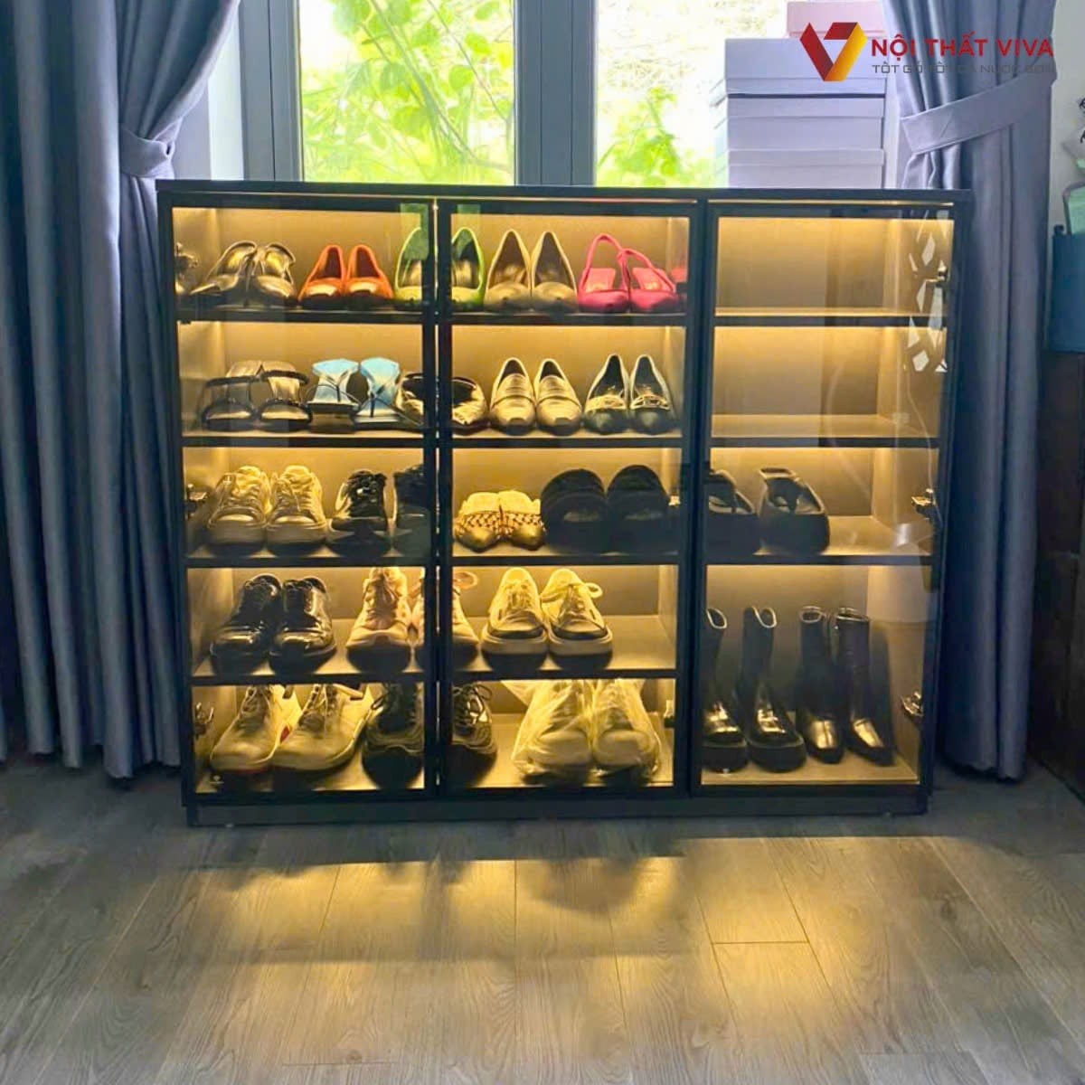 25+ mẫu tủ đựng gi&agrave;y c&aacute;nh k&iacute;nh đẹp, hiện đại cho nh&agrave; phố v&agrave; căn hộ