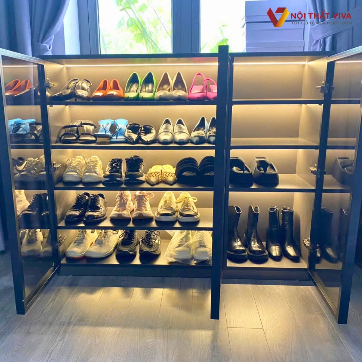 25+ mẫu tủ đựng gi&agrave;y c&aacute;nh k&iacute;nh đẹp, hiện đại cho nh&agrave; phố v&agrave; căn hộ