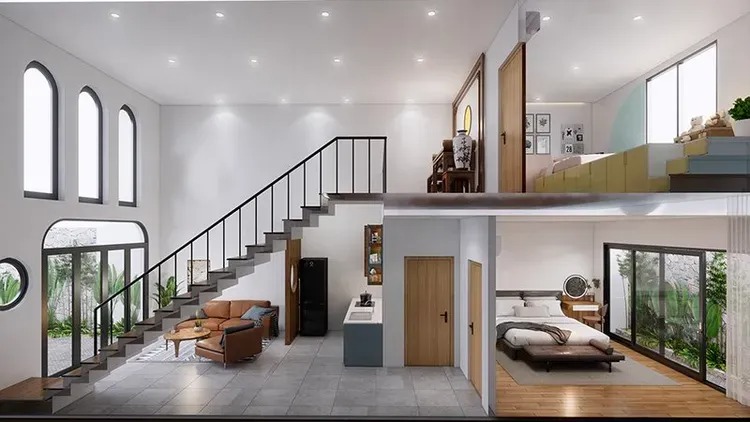 35+ mẫu nhà gác lửng đẹp 2025, thiết kế hiện đại, tối ưu không gian sống hiệu quả