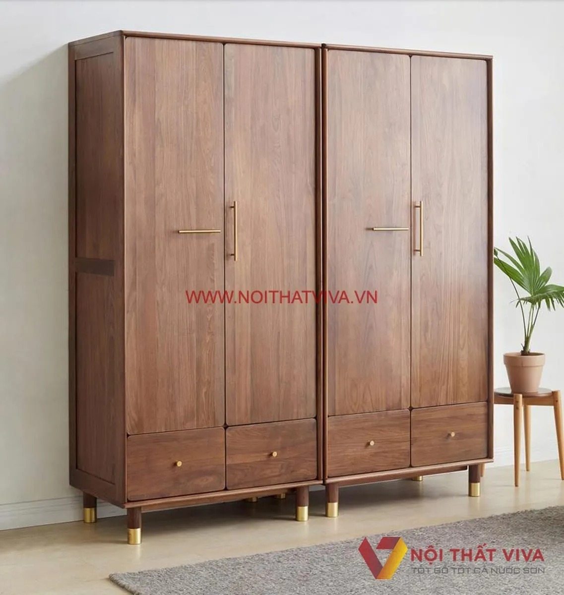 Kích thước tủ quần áo 4 ngăn chuẩn xác, cho phòng ngủ thêm sang