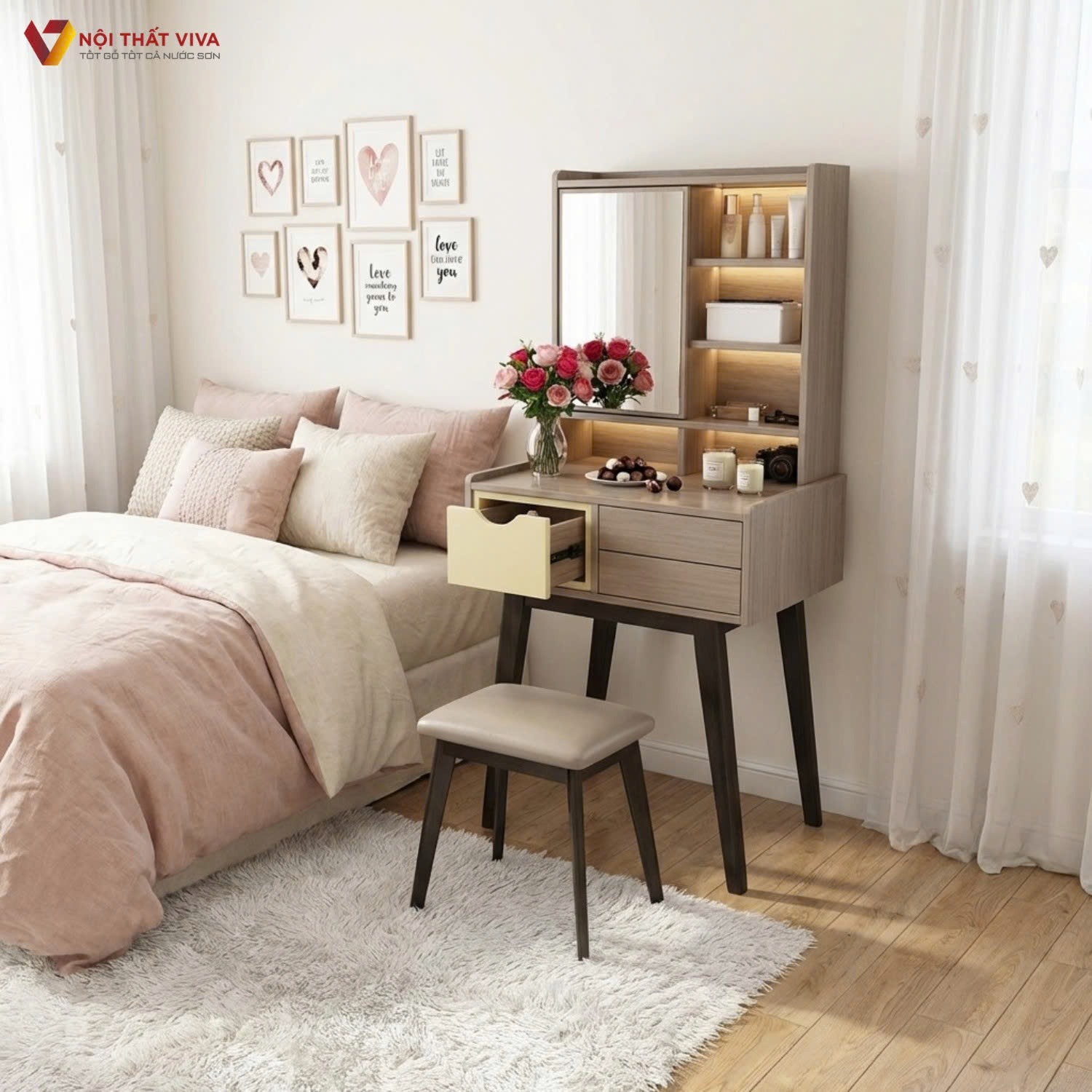 57+ mẫu b&agrave;n trang điểm đẹp, gi&aacute; tốt, bền đẹp, ph&ugrave; hợp mọi kh&ocirc;ng gian