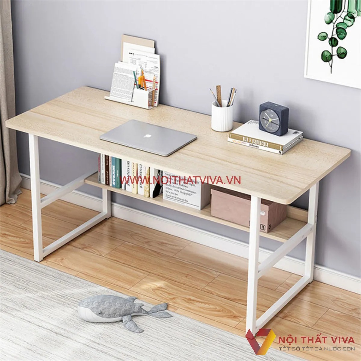 6 mẫu bàn làm việc chân sắt mặt gỗ đẹp, hiện đại đang thịnh hành nhất