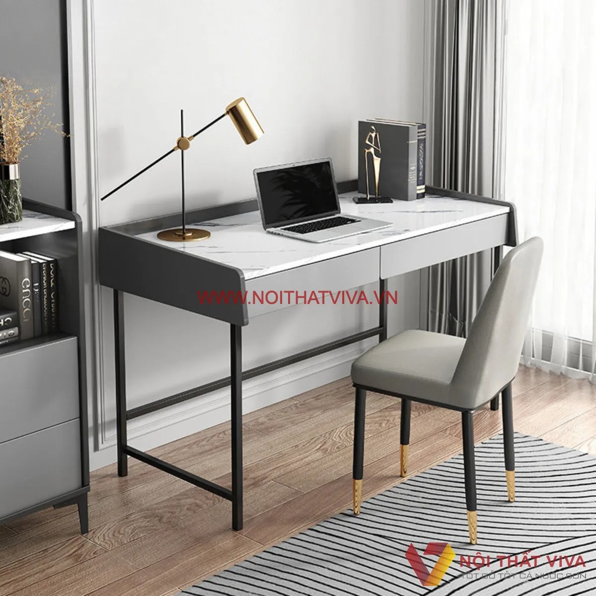 6 mẫu bàn làm việc chân sắt mặt gỗ đẹp, hiện đại đang thịnh hành nhất